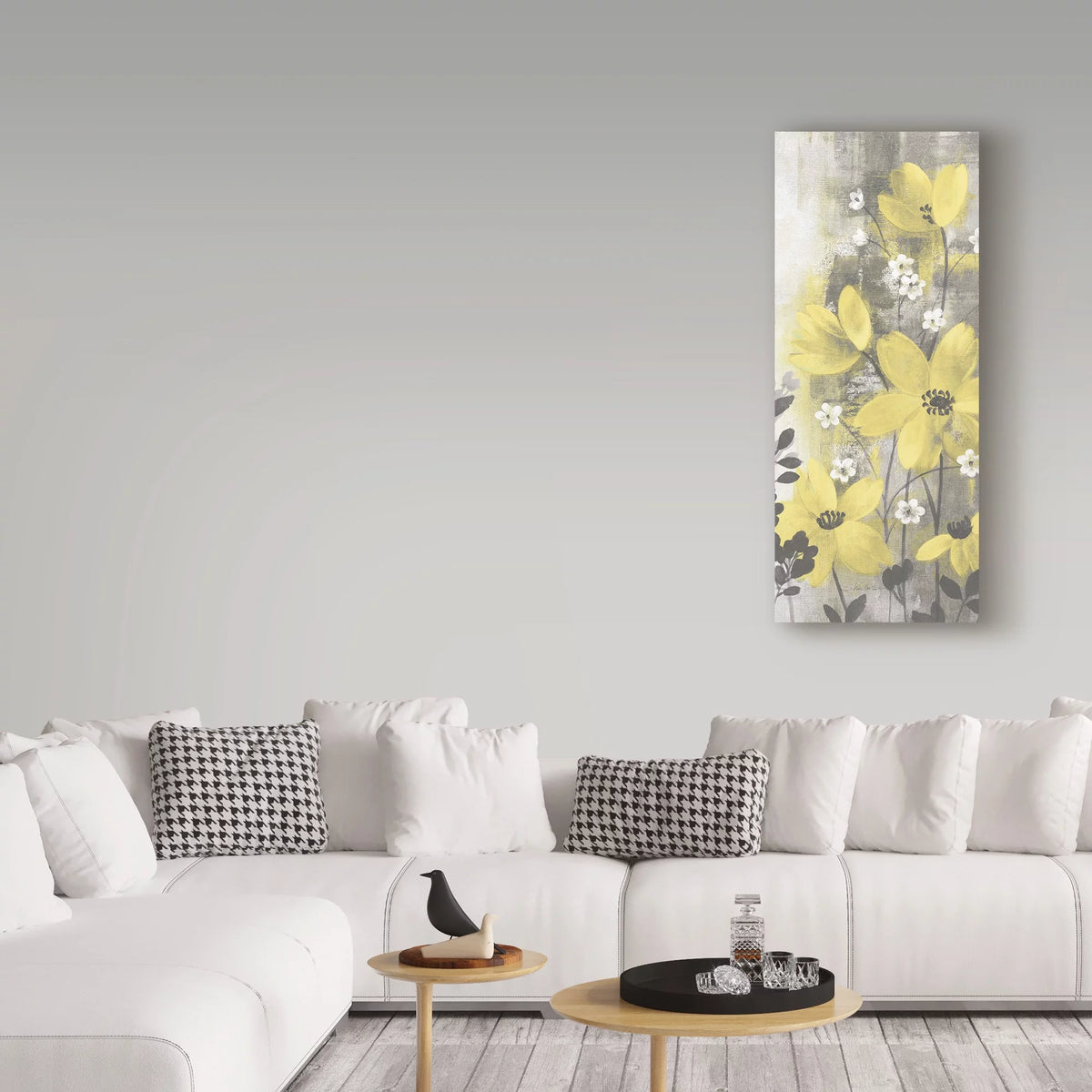 Floral Symphony Yellow Gray Canvas Art J18637