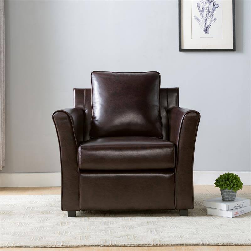 Brown Faux Leather Accent Chair I723218