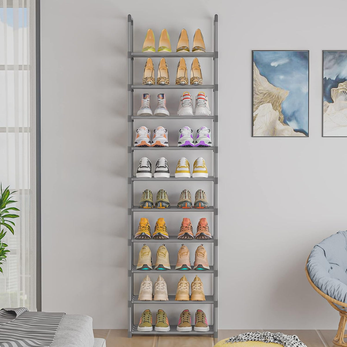 5 Tier Long Shoe Rack and 10 Tier Narrow Tall Shoe Rack Y226519