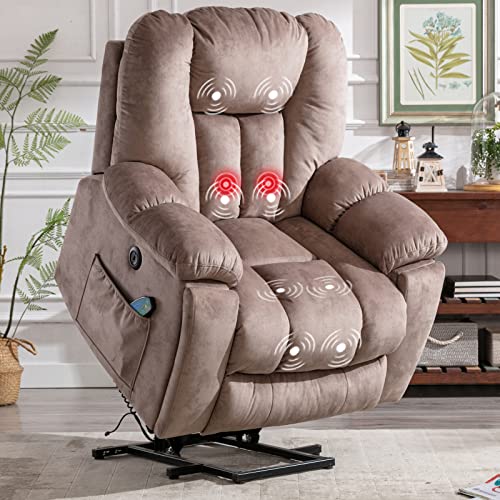 Large Power Lift Recliner Chair with Massage Heat and USB, Gray A9588
