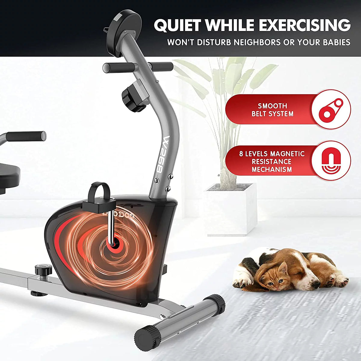 Recumbent Exercise Bike 8 Level Adjustable Magnetic Resistance D5596