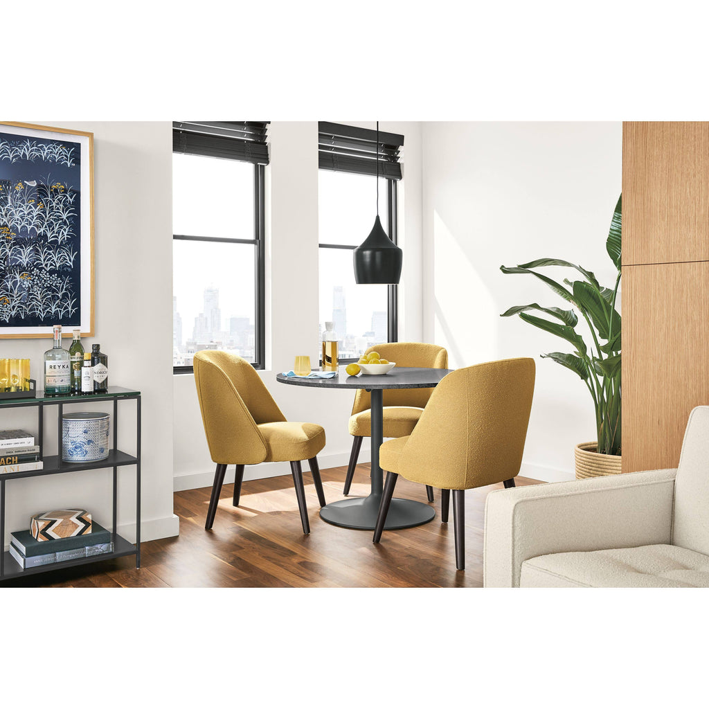 Smoke Tempered Glass Round Table with Graphite Base Y686