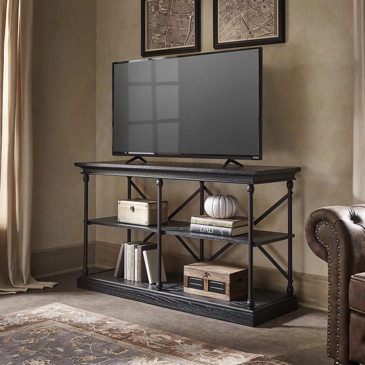 Rustic Wood and Metal Console Table L561