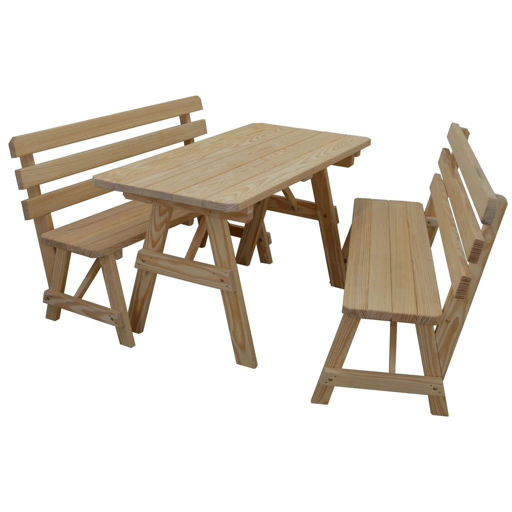 Pine 5' Picnic Table with 2 Backed Benches S451755