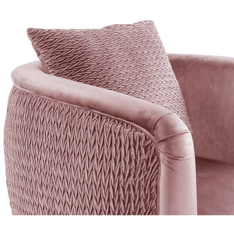 Blush Pink Velvet Barrel Accent Chair with Metal Legs G356