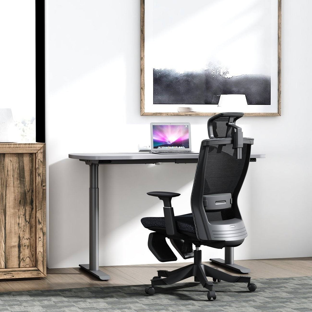 Gray Ergonomic Chair with Footrest L381914