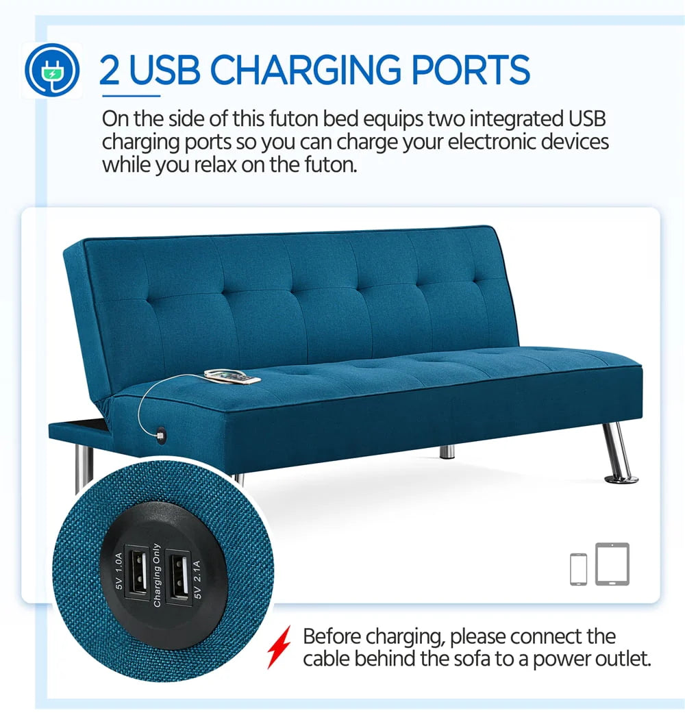 Blue Convertible Futon E128711