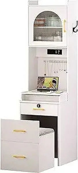 White Small Vanity Desk with Mirror and Lights N259812