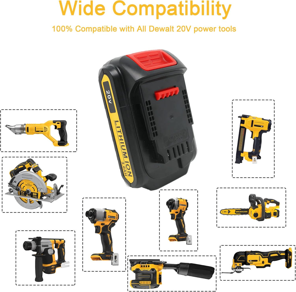 2 Pack 20V 3.0Ah Battery and Charger Combo for Cordless Tools R9130