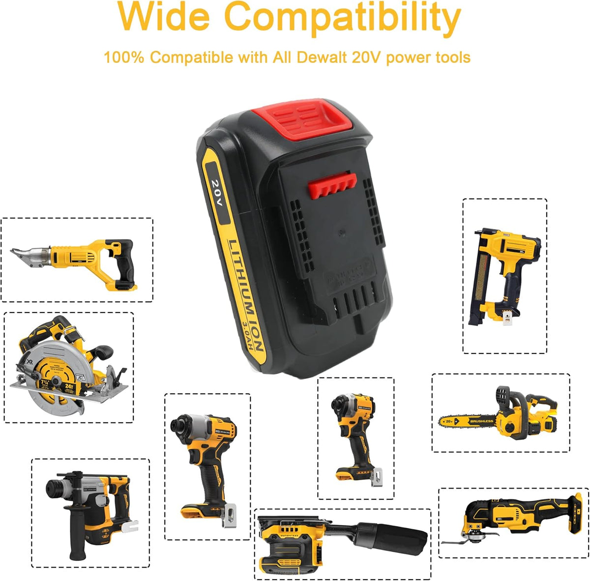 2 Pack 20V 3.0Ah Battery and Charger Combo for Cordless Tools R9130