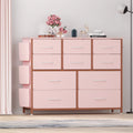 Pink 10 Drawer Fabric Dresser with Wood Tabletop P5737