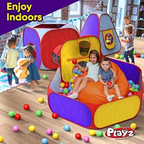 5pc Kids Playhouse Jungle Gym with Pop Up Tents, Tunnels, and Basketball Pit with Zipper Storage Case P875