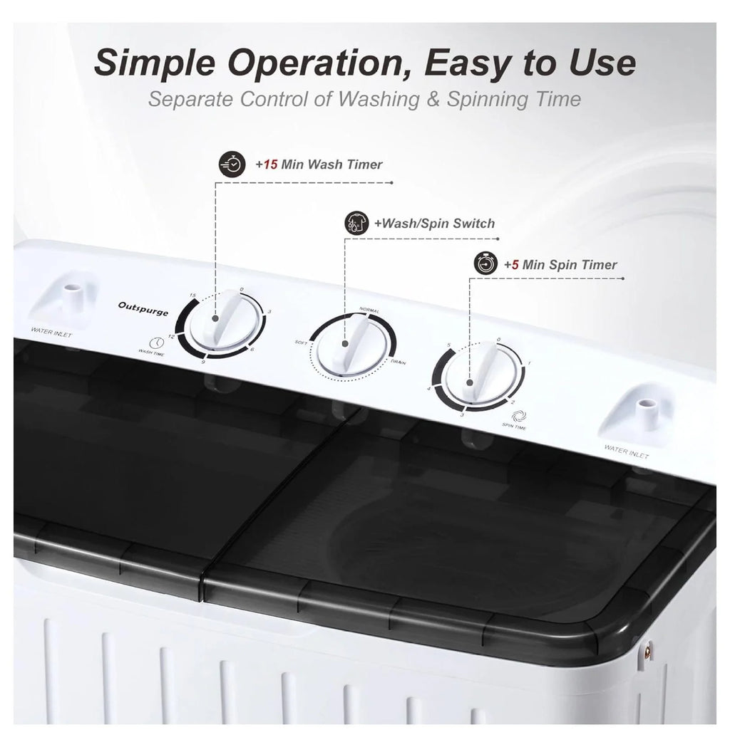 Portable 20lbs Washer and Dryer Combo Black U488509