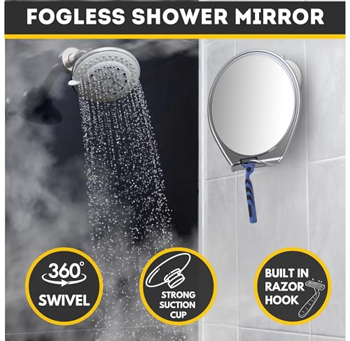 Fogless Shower Mirror with Suction Razor Holder White B73419