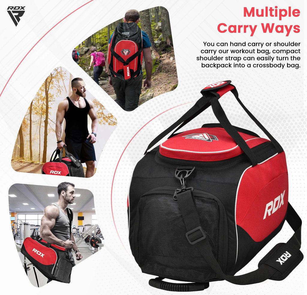 RDX Kit Bag Gym Duffle Sports Holdall Gear MMA Fitness Exercise Equipment Backpack Hiking Luggage Shoulder Sportswear Lightweight Rucksack Handles Running Zipper Travel Carry on Shoe Compartment J2373