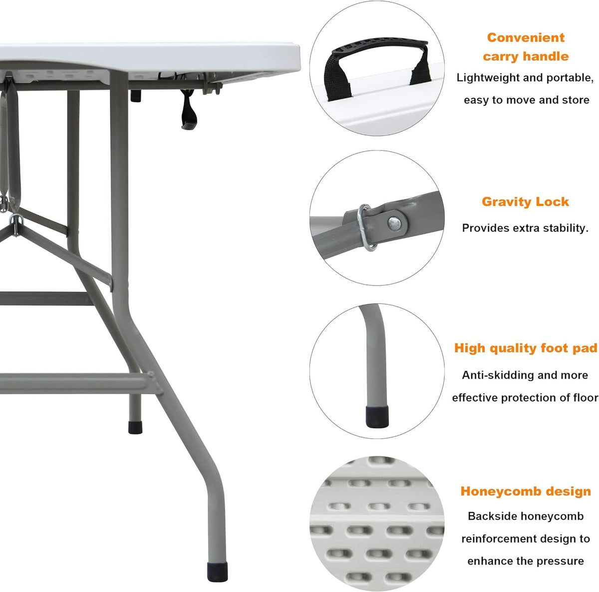 6ft Folding Utility Table (White) G824