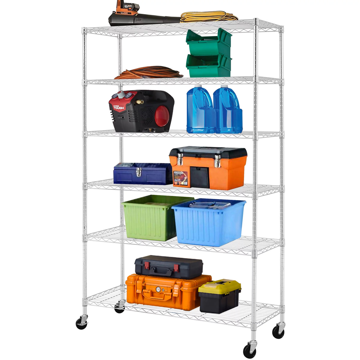 6-Shelf Freestanding Wire Shelf Unit Chrome R156