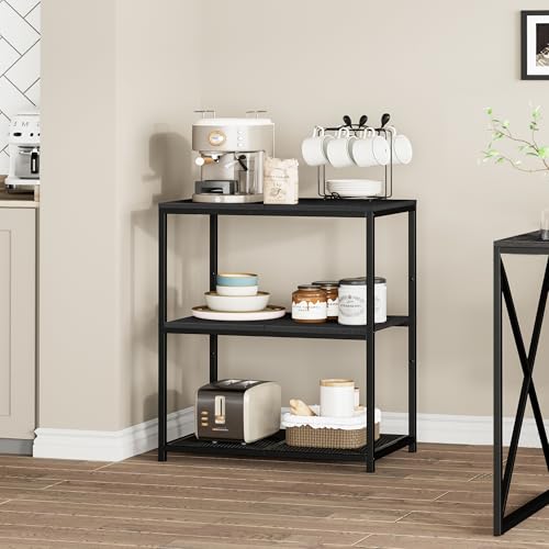Black Kitchen Island with 3 Shelves E651410