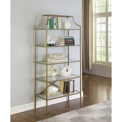 5-Tier Tempered Glass Shelves Etagere Bookcase G816435