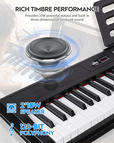 88 Key Semi-Weighted Digital Piano Set with Stand, Pedal, Headphones, Black B389295