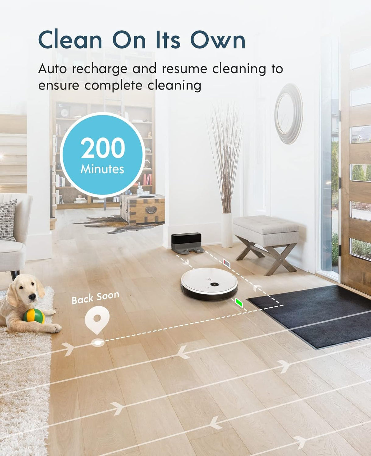 Robot Vacuum and Mop, 3000Pa Suction, 200mins Runtime Z871839