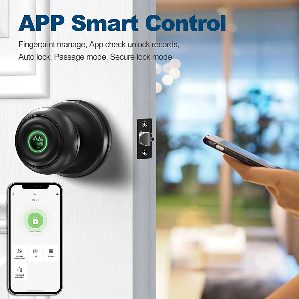Smart Fingerprint Door Lock with App Control, Black E4302