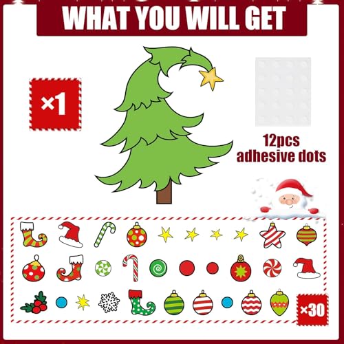 Felt Christmas Tree Ornaments Wall Hanging Xmas Tree Crafts Kit 30 Ornaments 3.12 FT R789