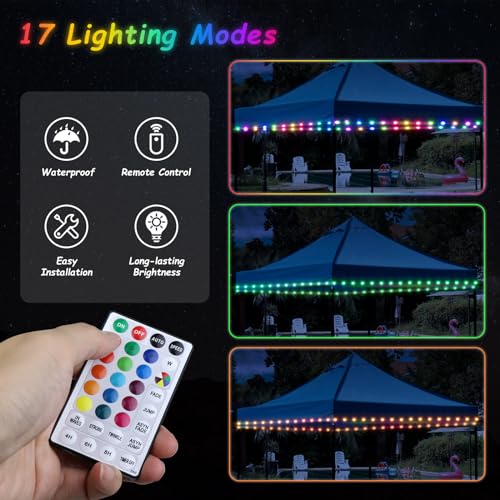 40ft LED Canopy String Lights with Remote D140
