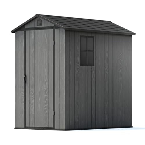Gray 4' x 6' Outdoor Plastic Storage Shed with Floor U821907