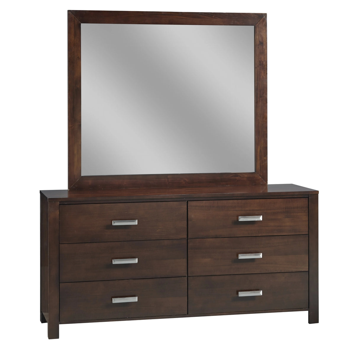 Queen Platform Bed, 2 Nightstand, Dresser & Mirror Set M641