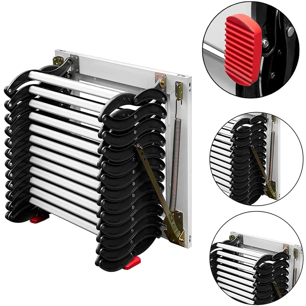 Black-White Al-mg Alloy Wall Mounted Folding Attic Ladder G43400