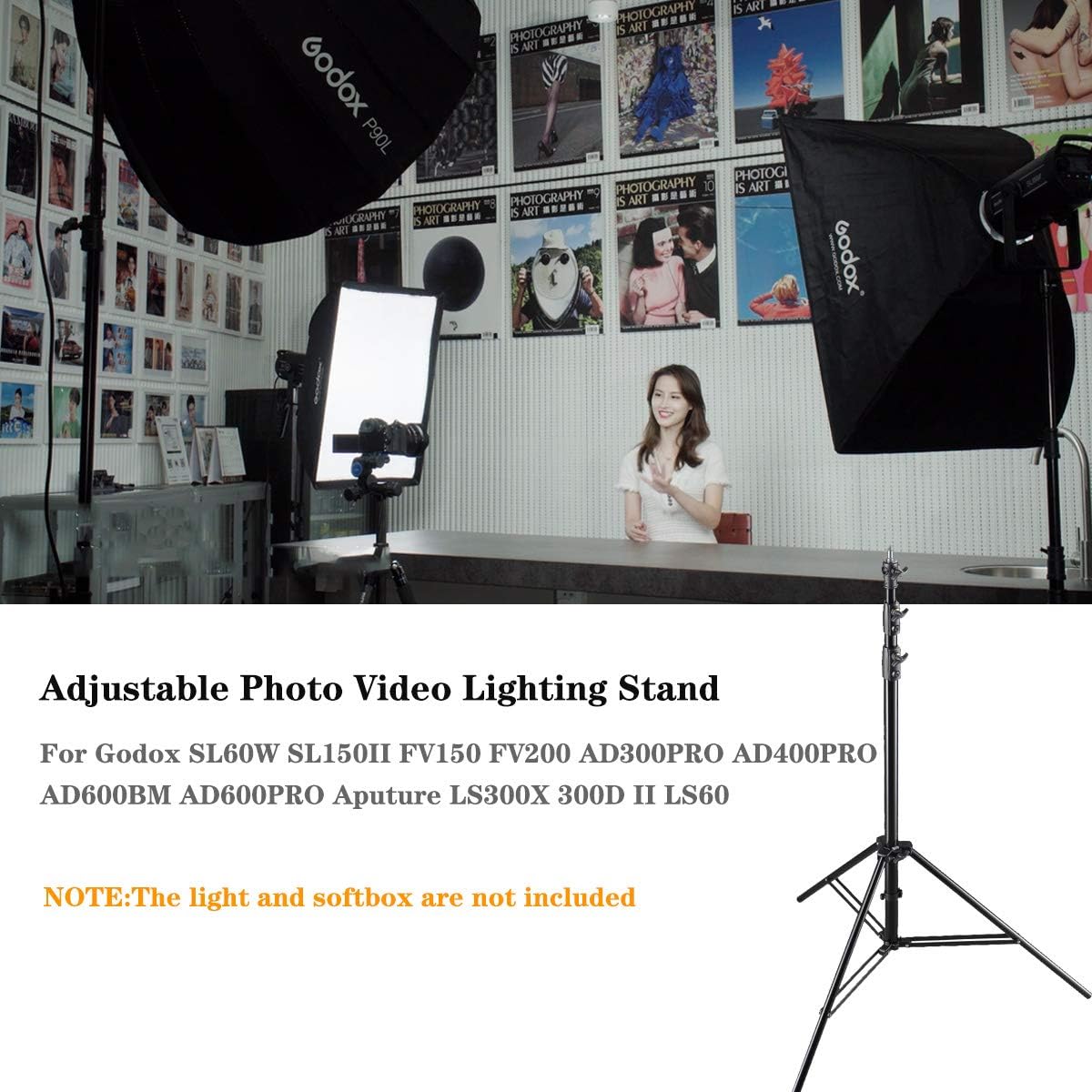 Heavy Duty Aluminum Light Tripod Stand, 112 Inches Pack of 2 S28524