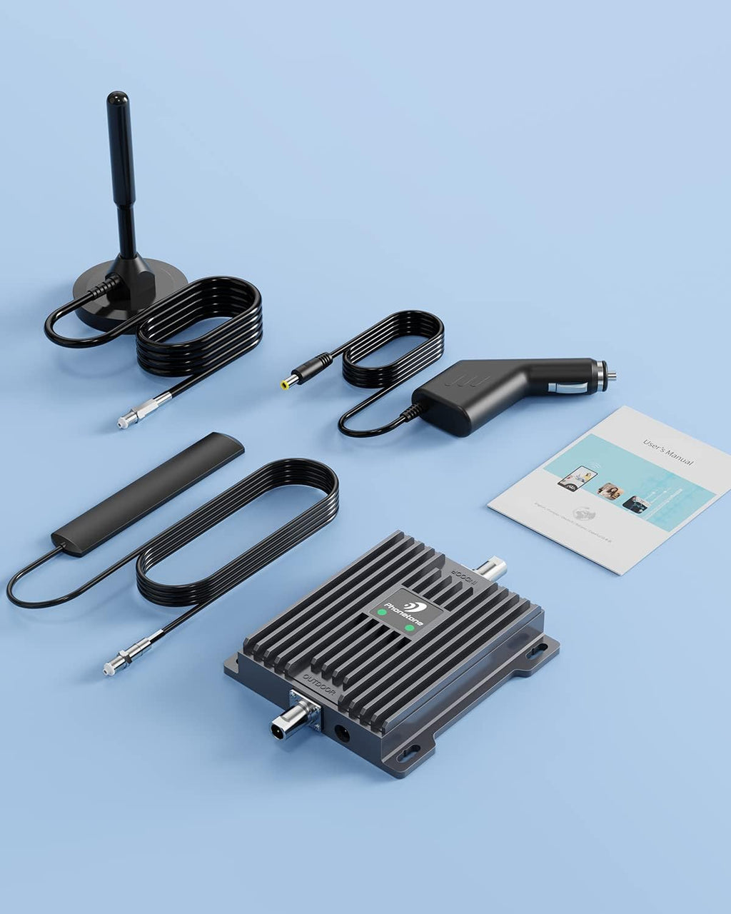 Cell Phone Signal Booster for Cars and SUVs with Omni-Directional Roof Antenna X1162