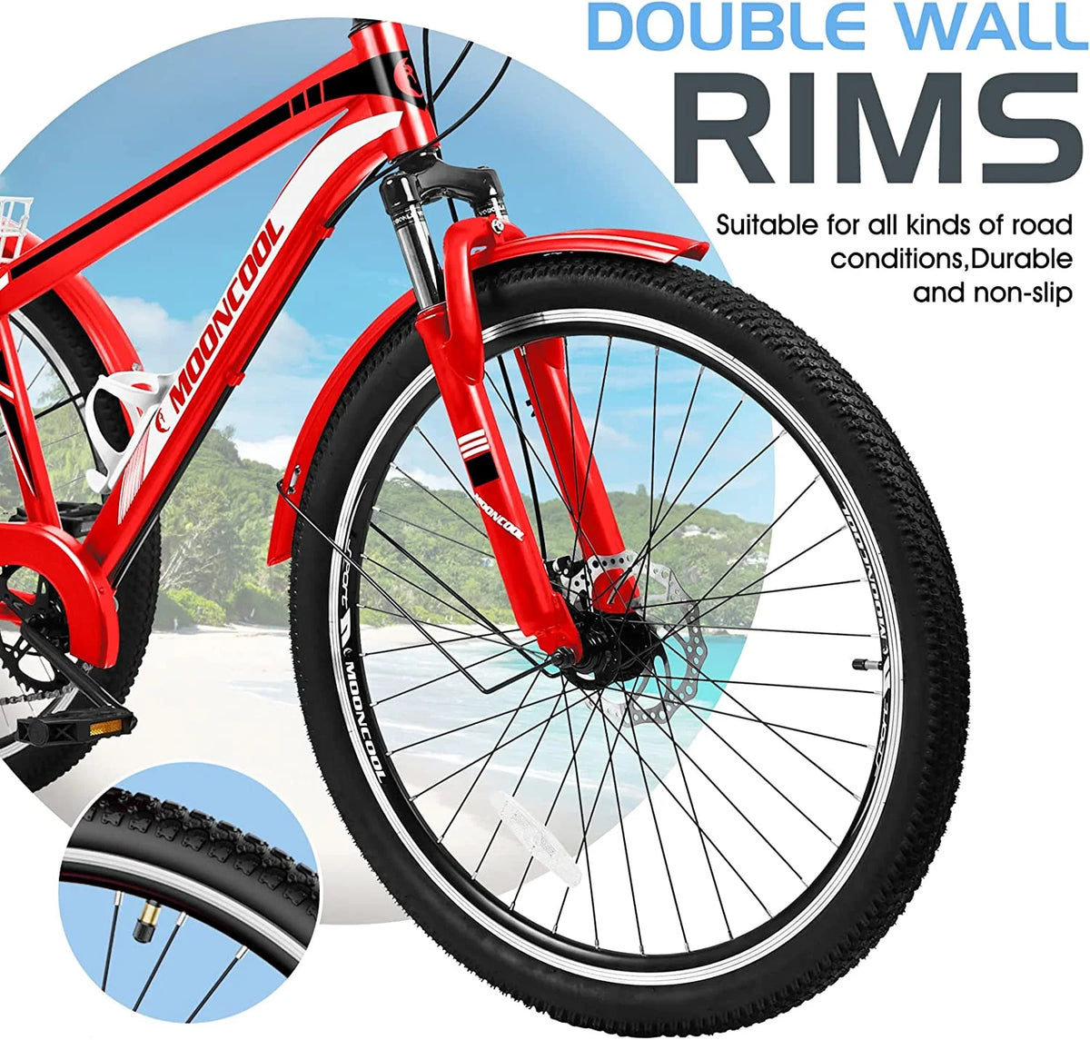 7 Speed 24/26/27.5 Inch Adult Mountain Tricycle with Shopping Basket L382535