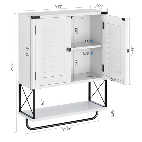 White Wall Mounted Medicine Cabinet with Towel Bar Z974818