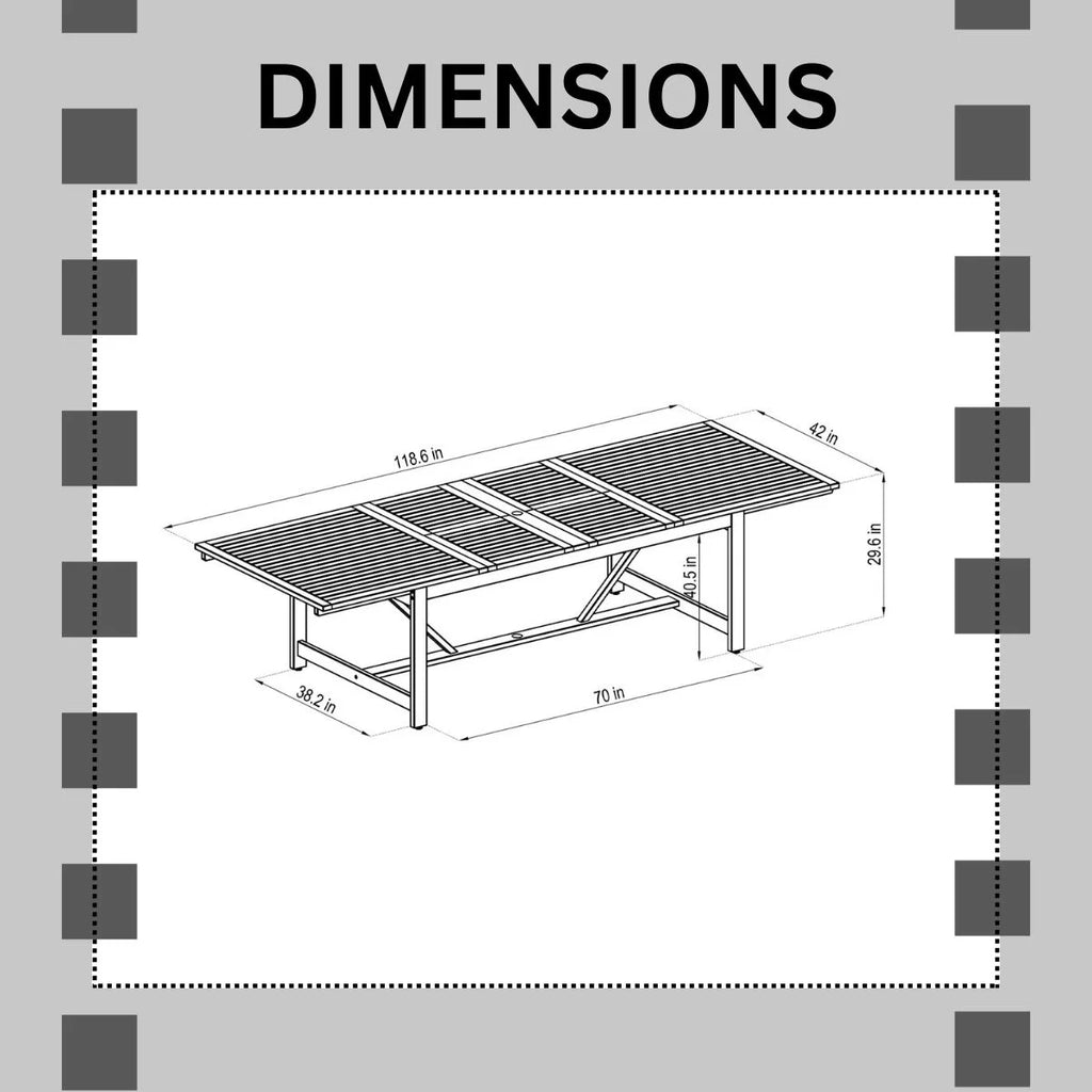 9-Piece Eucalyptus Extendable Rectangular Patio Dining Set L852410