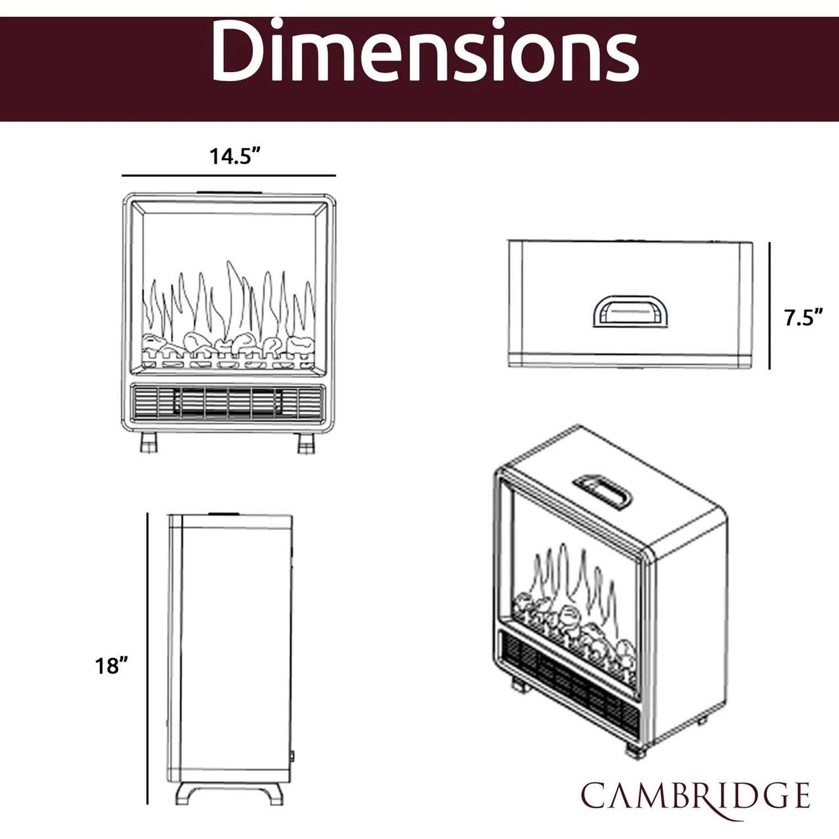 Black Freestanding Electric Fireplace Y6614