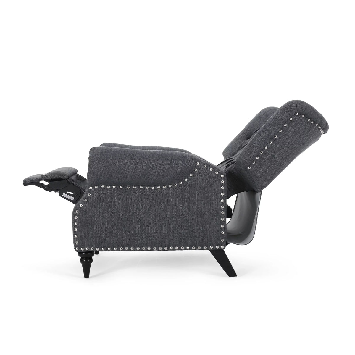 Navy Blue Fabric Recliner with Nailhead Trim M956