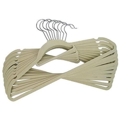 Beige Velvet Suit Hangers with Tie Bar (Case of 200) Q77621