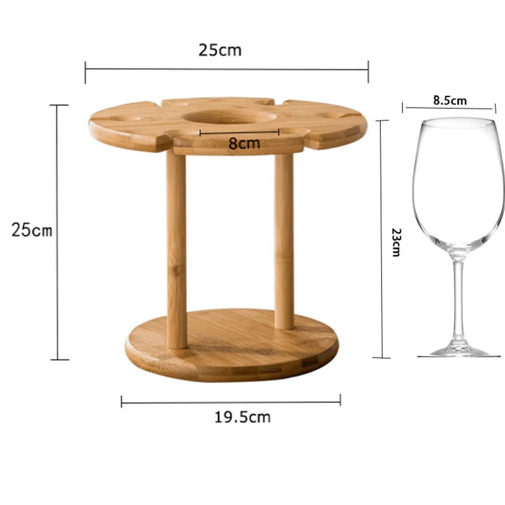 Solid Wooden Wine Glass Drying Rack 6 Holes Q699767