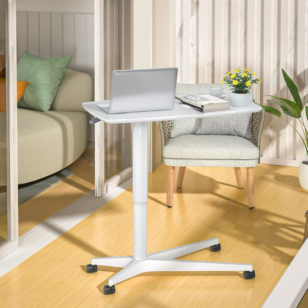 Mobile Standing Desk Height Adjustable Pneumatic Rolling Sit Stand Desk N5745