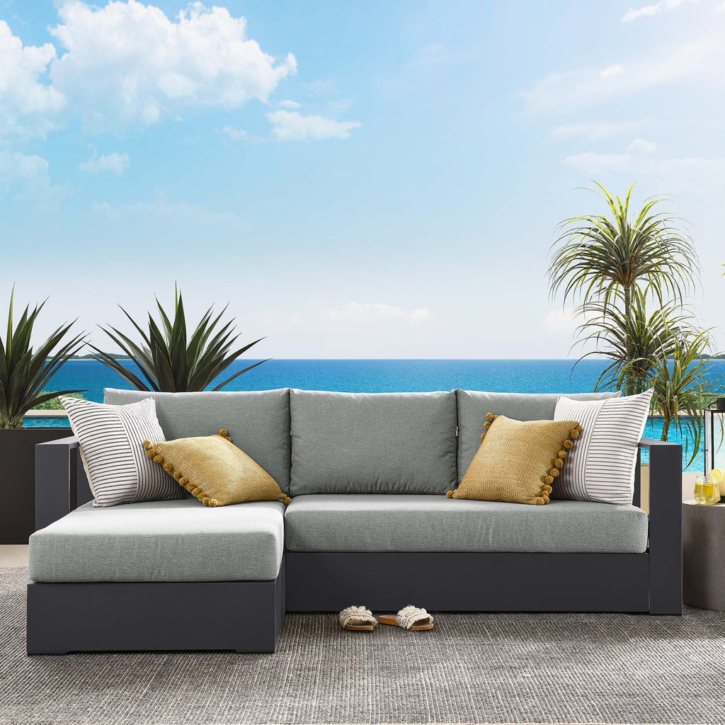 Gray Powder-Coated Aluminum 2-Piece Chaise Sectional Sofa Set Q175392