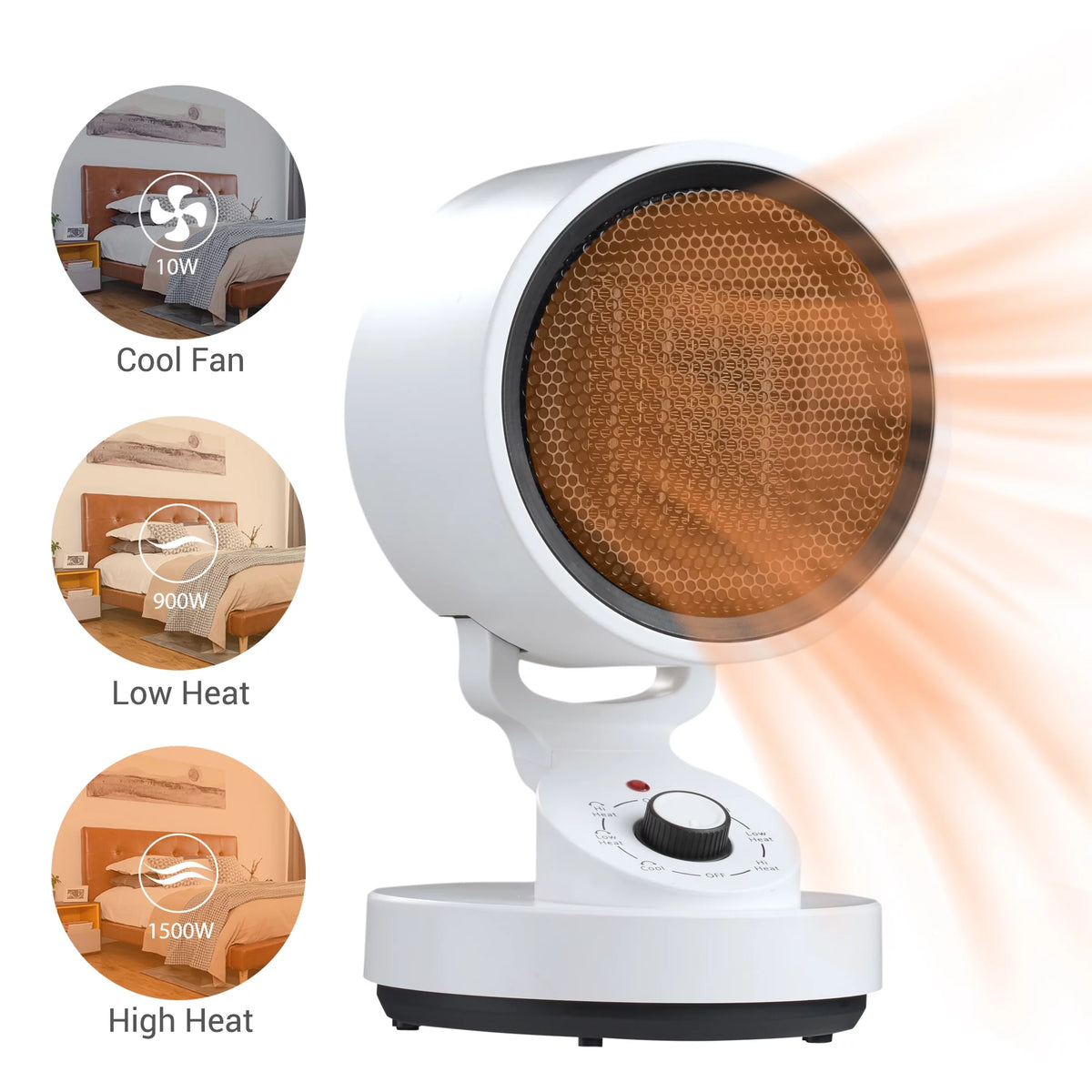1500W PTC Ceramic Oscillating Space Heater A581924