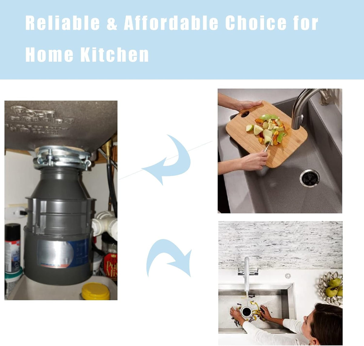 Black 1/2 HP Continuous Feed Garbage Disposal D67661