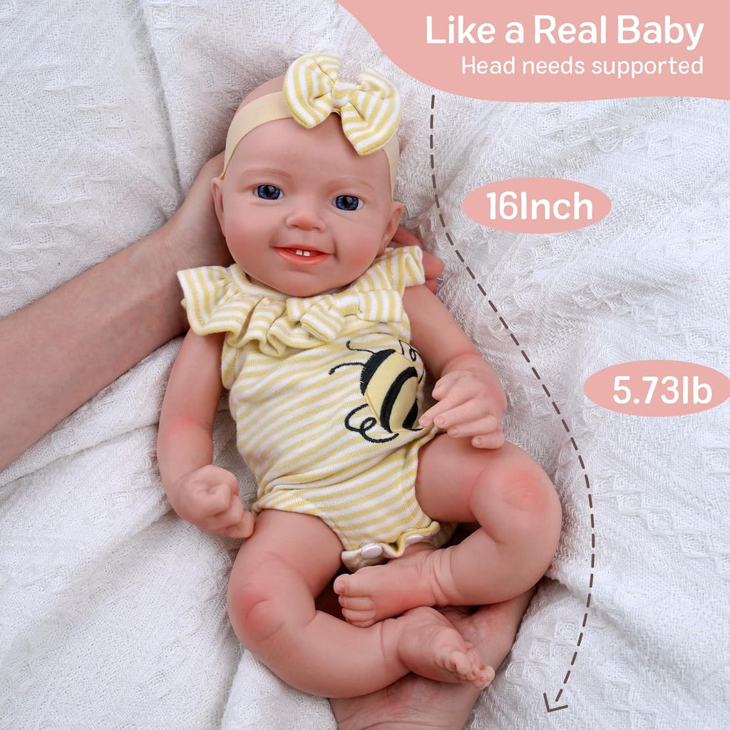 16-Inch Full Platinum Silicone Realistic Newborn Baby Dolls Z428276