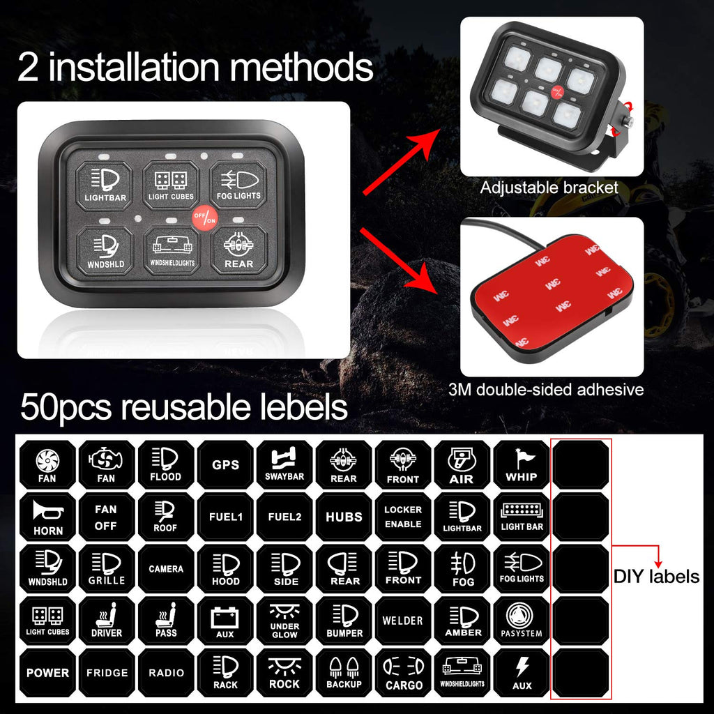 6 Gang Switch Panel with Harness Label Sticker Z54887