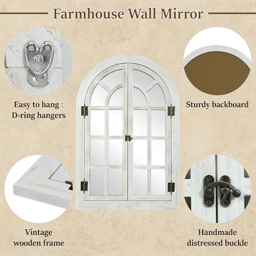 Arched Wall Mirror Wood Frame Z7456