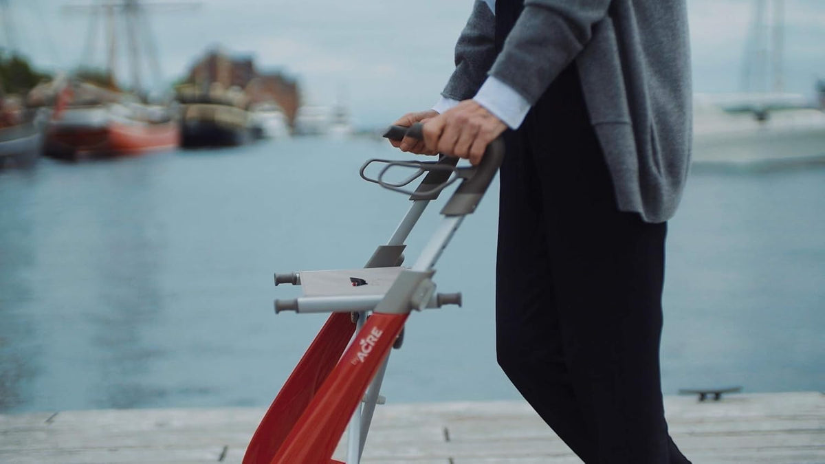 Red Carbon Ultralight Rollator Walker with Organizer Bag, Wide Track, 18.5" x 24" Seat O83322