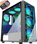 Black ATX Mid-Tower Computer Case with 2 Tempered Glass Panels and 6pcs 120mm ARGB Fans U7081