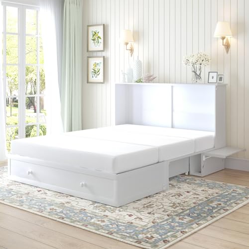Queen Murphy Bed Cabinet with Mattress Included, Storage, USB Charging Station G913